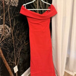 Tarik Ediz Vibrant Red One-Shoulder Dress